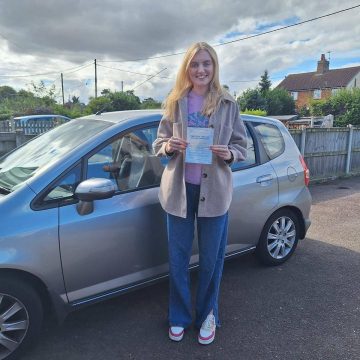 Eilish - driving test pass at Norwich Peachman Way after intensive driving crash course with Colin from The Best Intensive Driving School