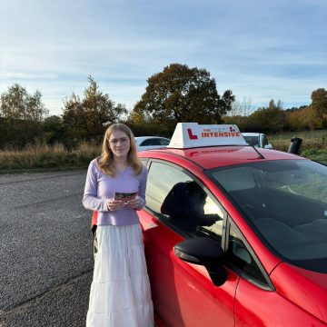 Layla - first time driving test pass at Norwich Peachman Way after intensive driving course with Lilin from The Best Intensive Driving School