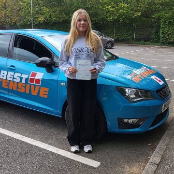 Maddy - first time driving test pass with zero minors at Norwich Peachman Way after intensive driving course with The Best Intensive